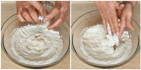 mix the flour with the lard