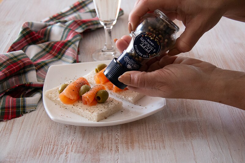Finally, grind a generous sprinkle of Four Seasons Pepper.