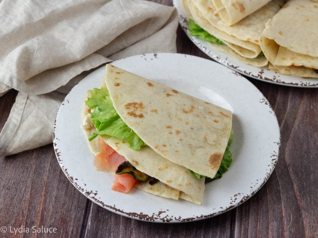 Salmon and zucchini wraps