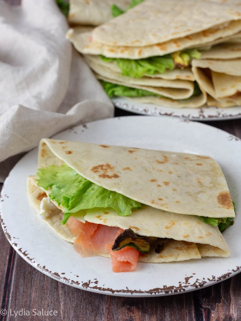 Salmon and zucchini wraps
