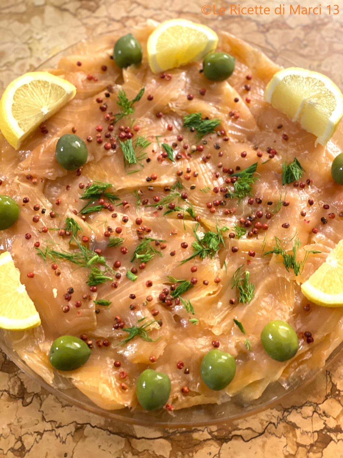 Salmon with Pink Pepper and Dill. Quick Christmas Appetizer, Ready in 5 Minutes