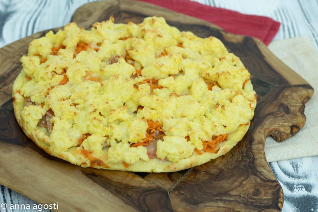 Savory Crumbled Cake with Potatoes and Speck