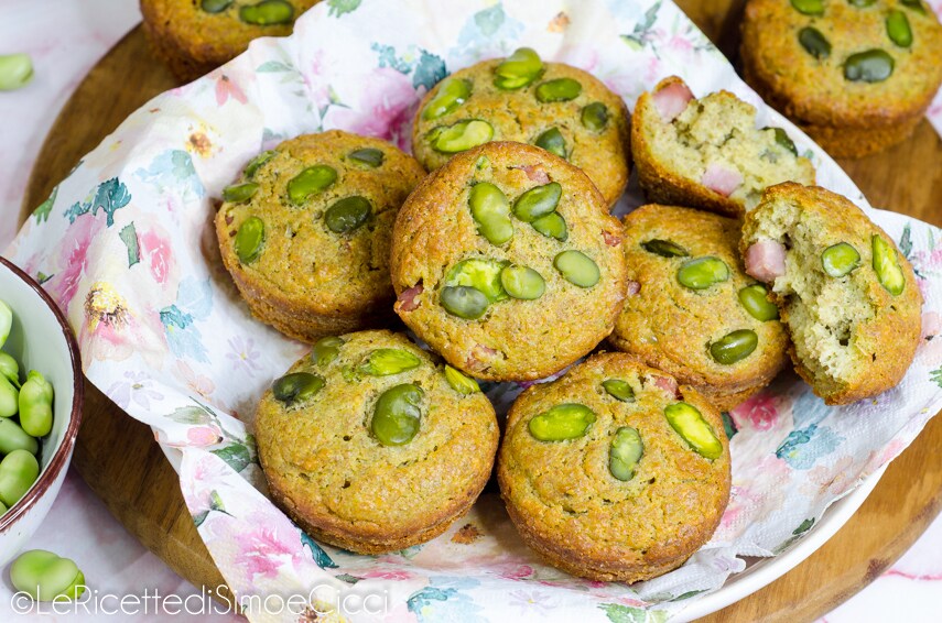 Savory Muffins with Fava Beans and Ham
