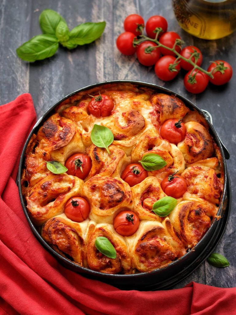Savory Rose Cake with Tomato, Ham, and Mozzarella