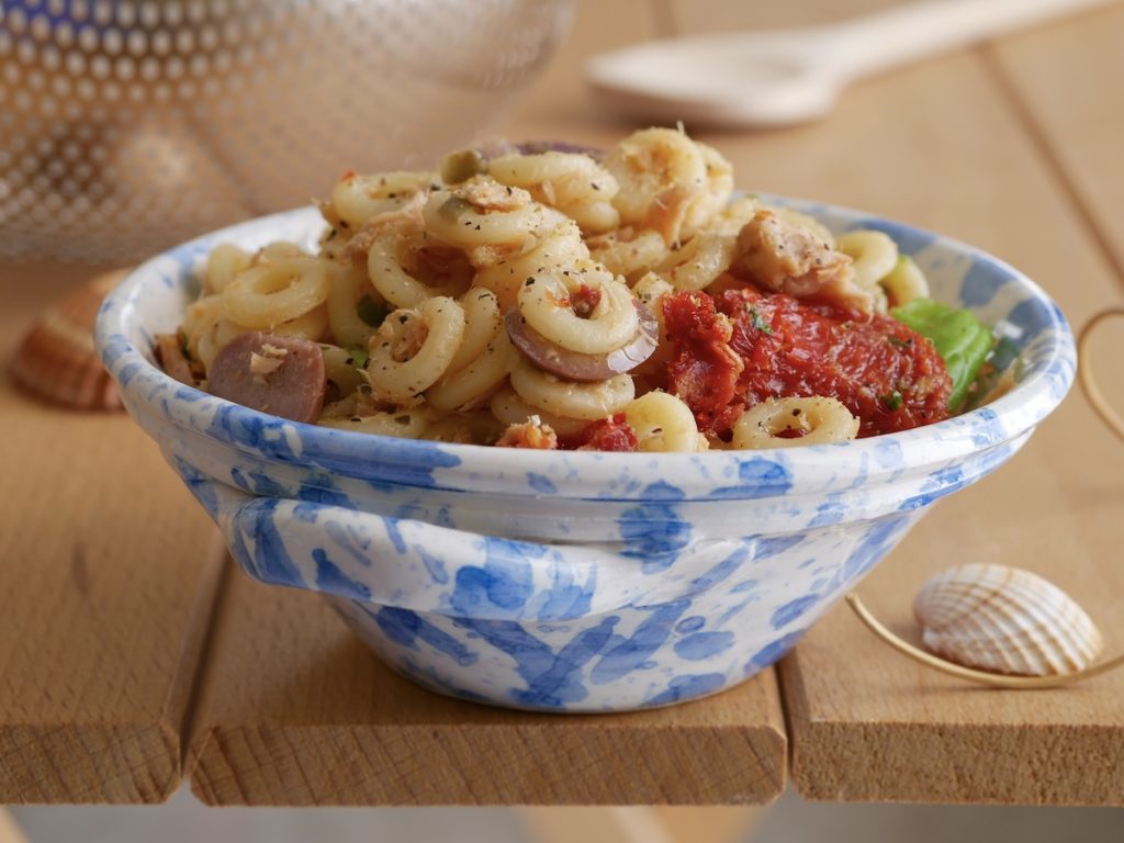 Sicilian Anelletti with Tuna, Cherry Tomatoes, Olives, and Capers