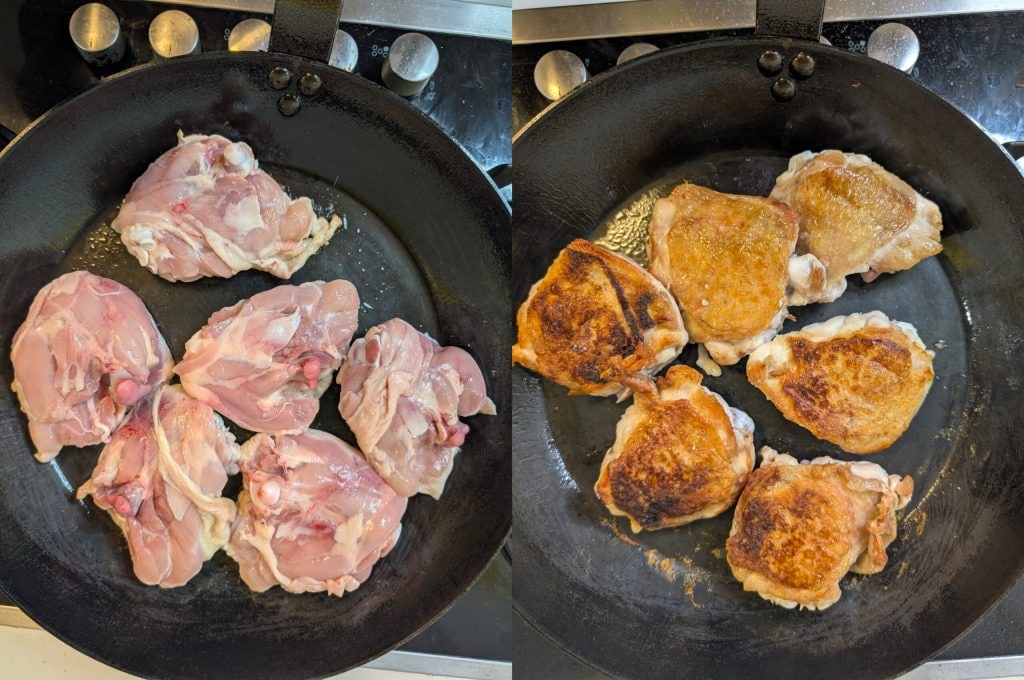 Skillet Chicken Thighs with Peppers Easy Recipe for a Crunchy Crust