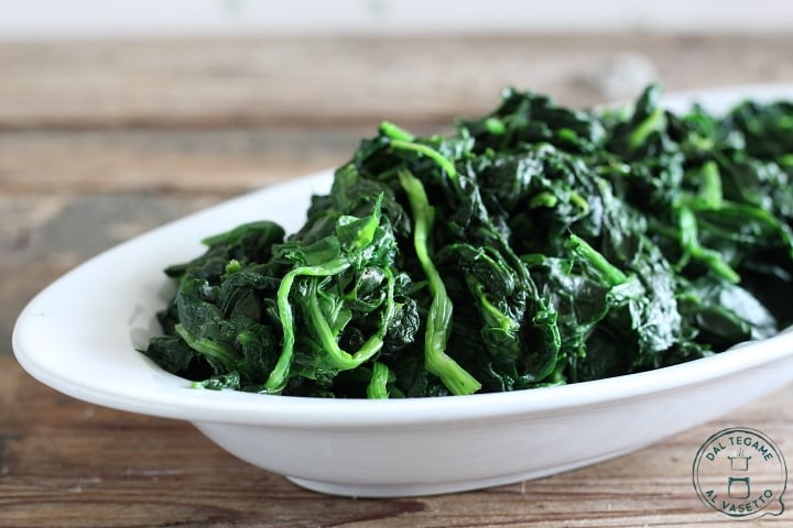 spinach on a plate steamed in the microwave