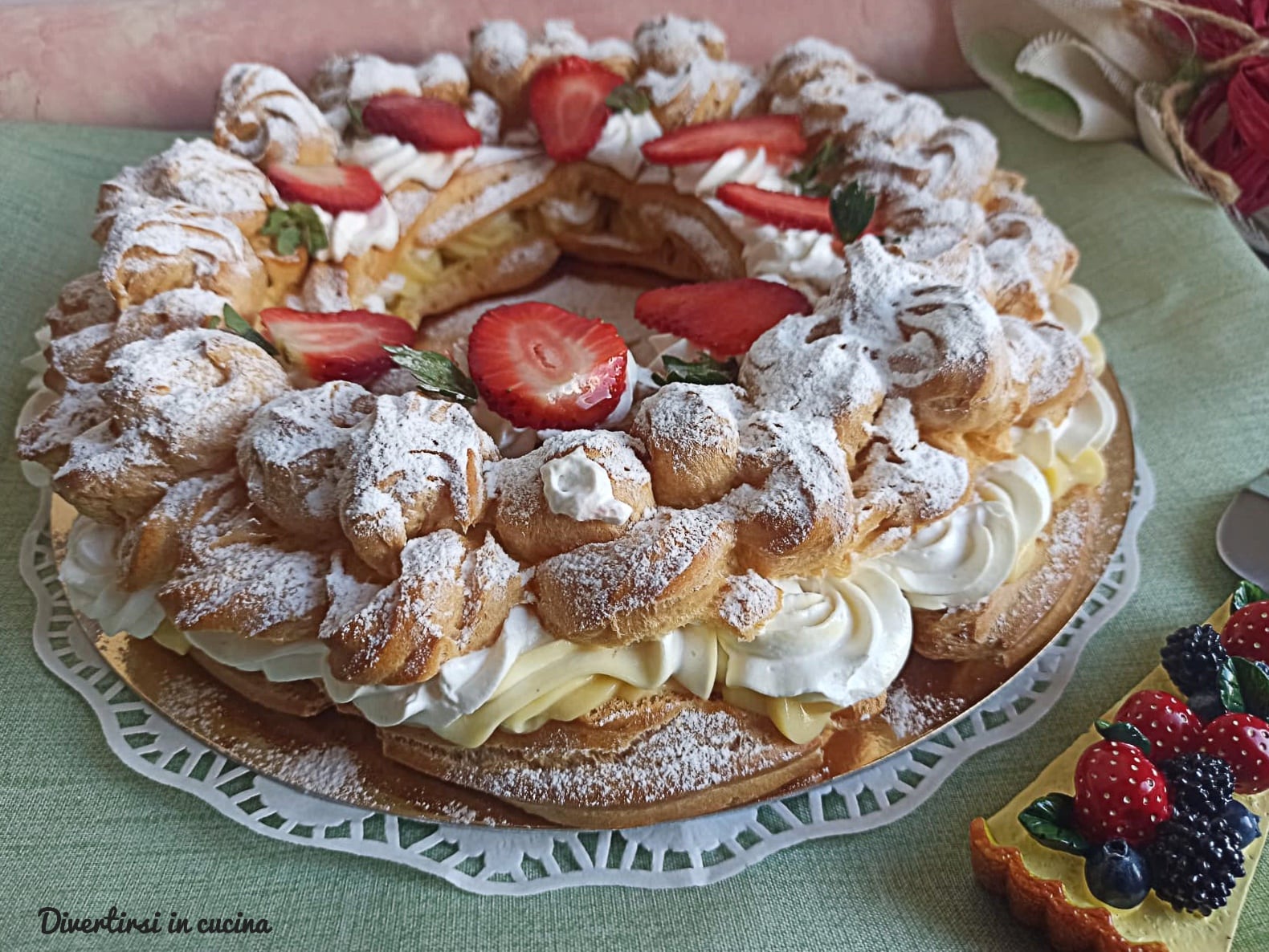 Spring Paris-Brest with Cream and Strawberries