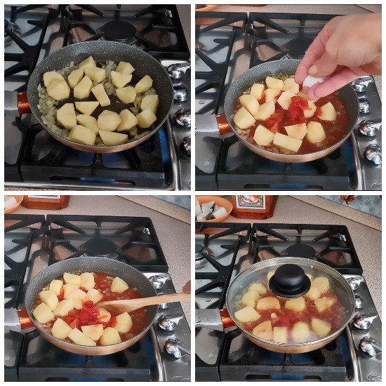Stewed Cod with Potatoes and Olives, preparation