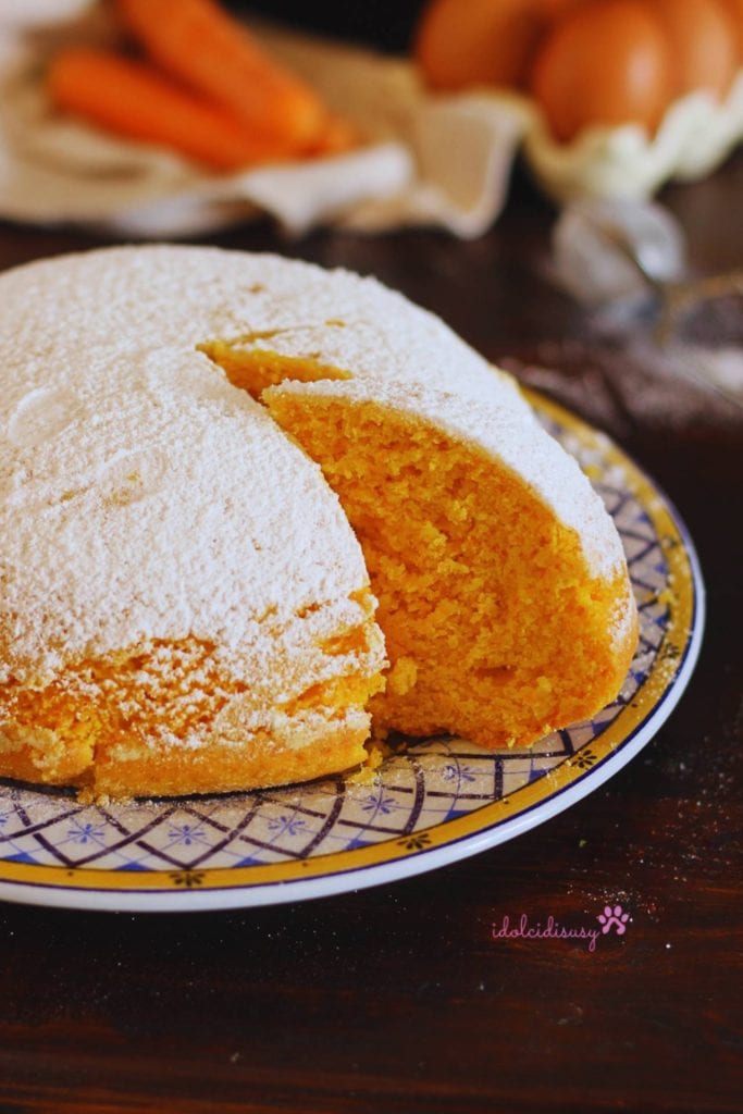 slice of camilla cake with powdered sugar