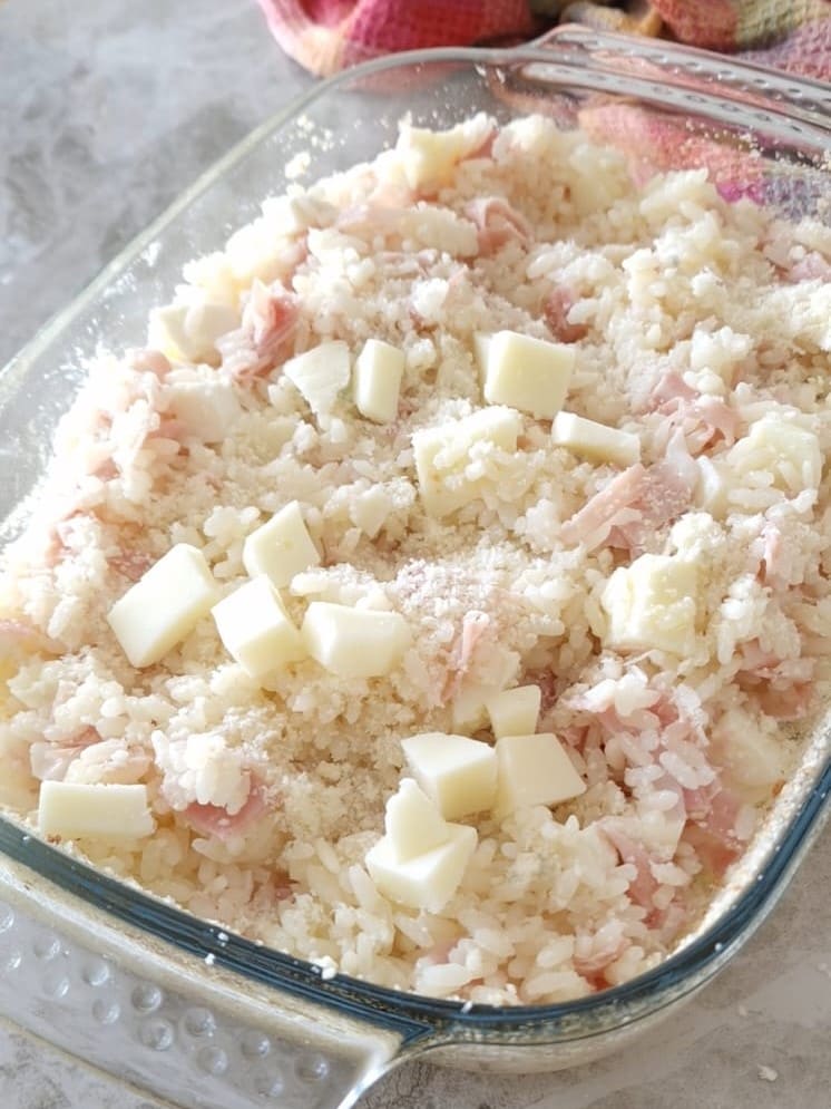 Baked Rice with Ham and Cheese