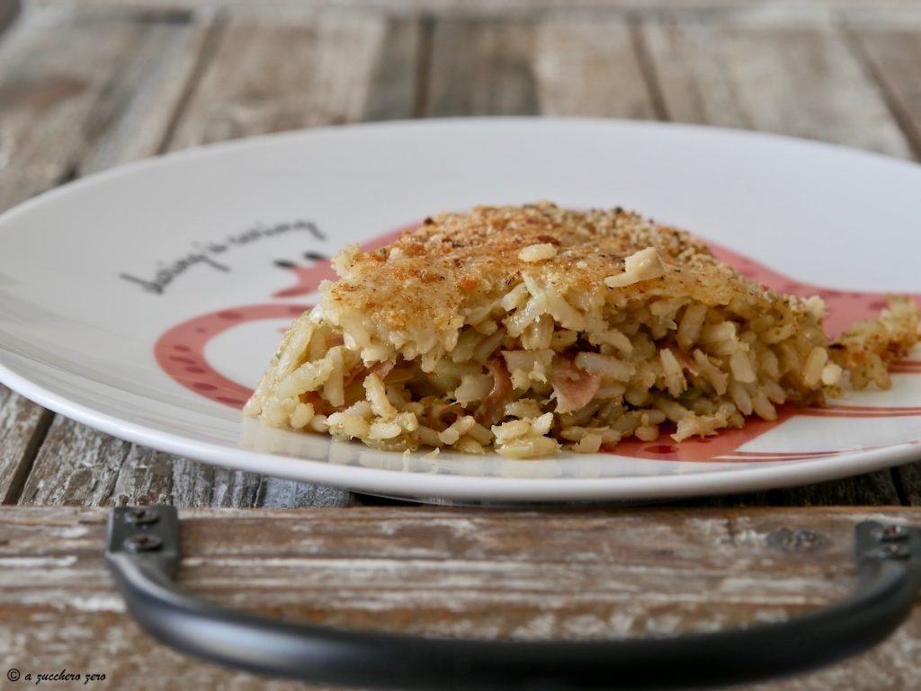Whole Grain Baked Rice with Artichokes and Bacon with Cheese