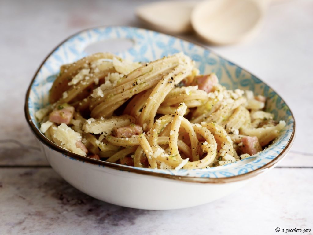 Whole Wheat Pasta with Zucchini and Light Speck