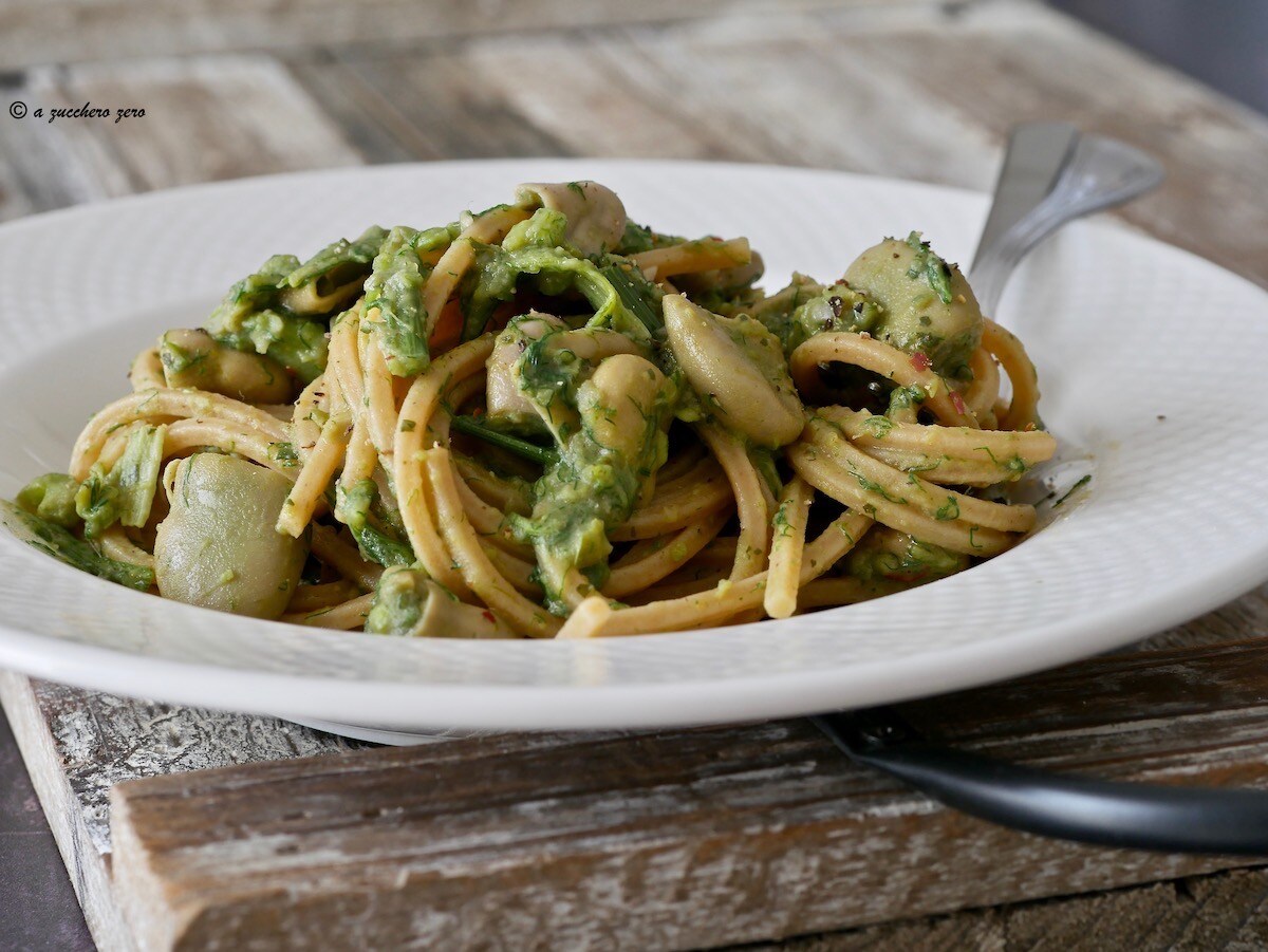 Whole Wheat Pasta and Fresh Fava Beans with Wild Fennel