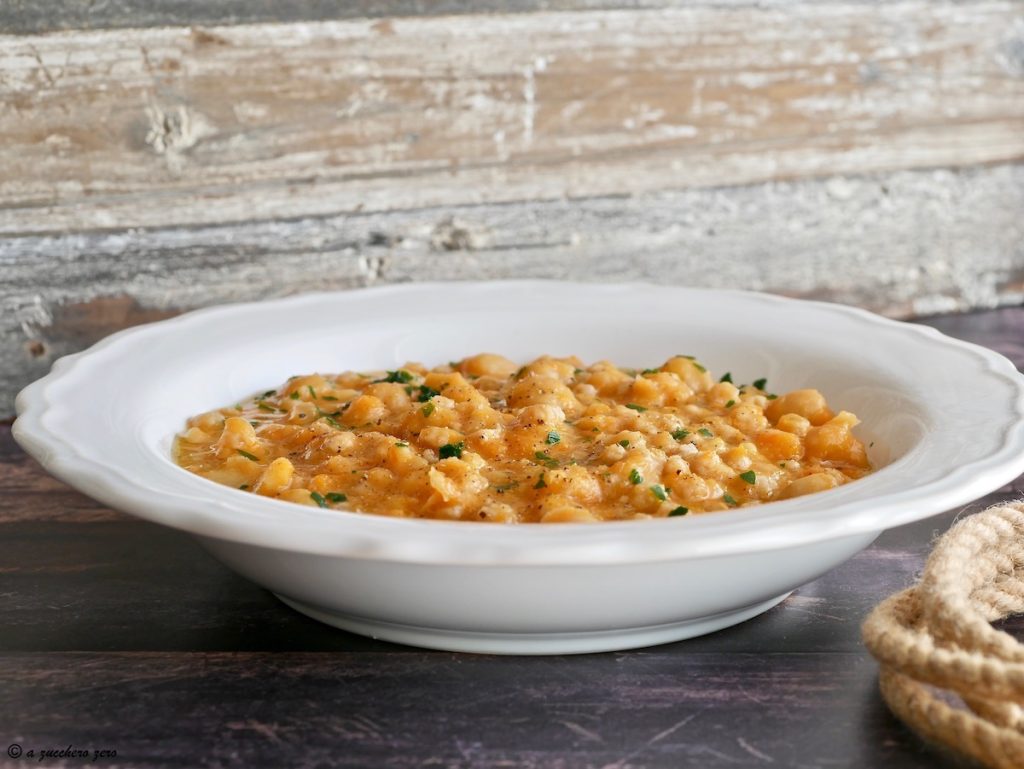 Whole Wheat Pasta in Chickpea and Pumpkin Soup