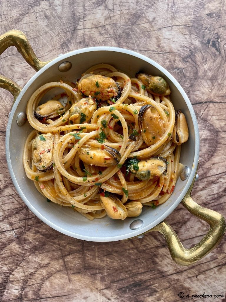 Whole Wheat Pasta with Frozen Shelled Mussels