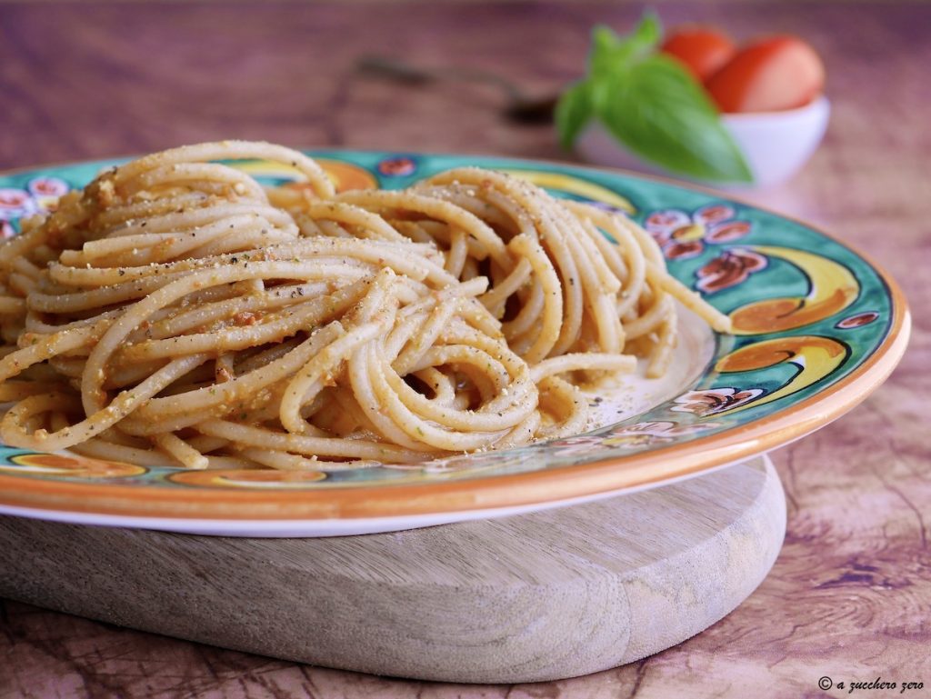 Whole Wheat Pasta with Light Sicilian Pesto