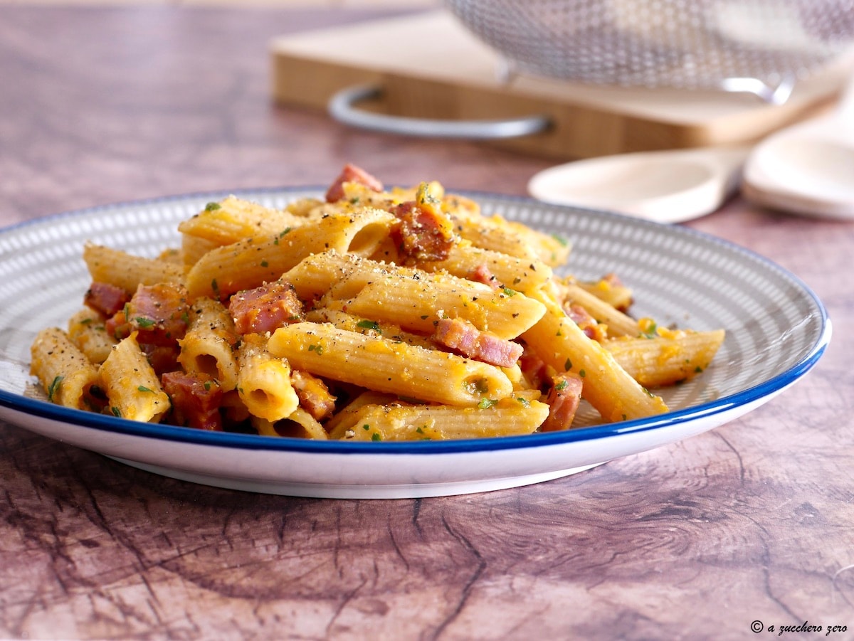 Whole Wheat Pasta with Pumpkin and Light Speck