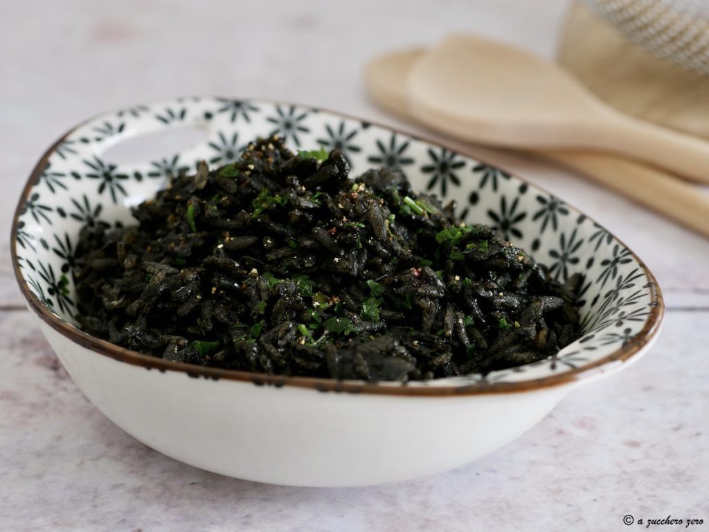 Whole Wheat Risotto with Cuttlefish Ink Deamidated Rice