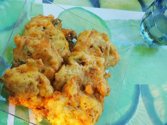 Zucchini Flower Fritters freshly cooked