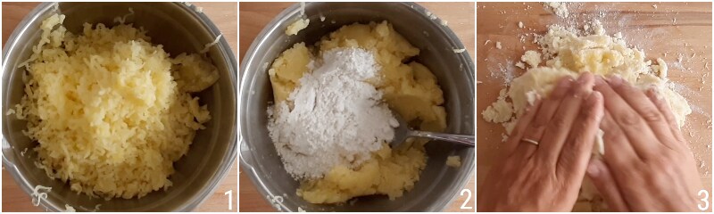 a. add rice flour to boiled potatoes for gluten-free potato flatbread