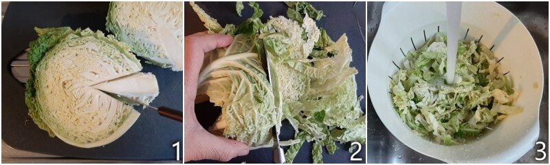 a. clean and cut the savoy cabbage