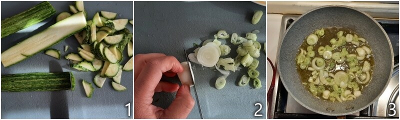 a. cut the zucchini into slices