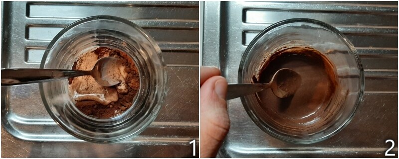 a. dissolve the cocoa in the milk for the chocolate chia seed pudding