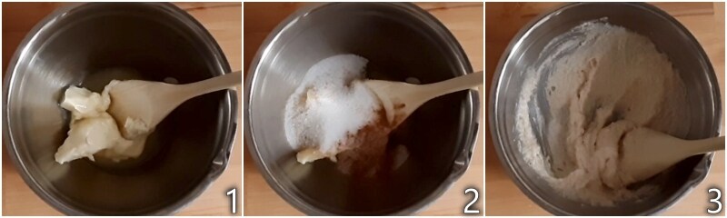 a. mix softened butter and sugar