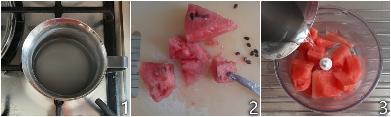 a. removing seeds from the watermelon