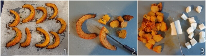 a. roast the pumpkin in the oven for the crostini