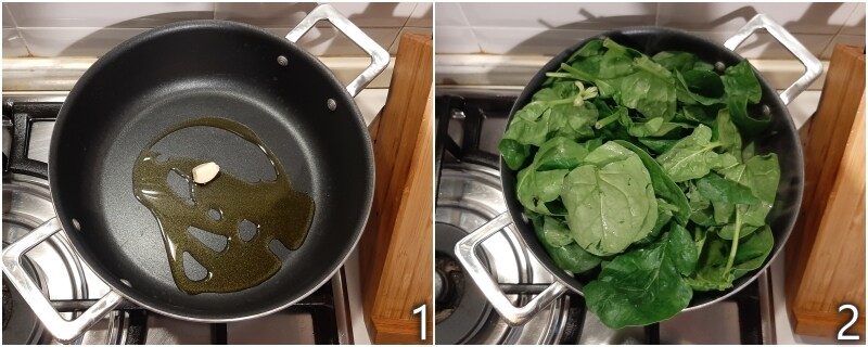 a. sauté garlic for spinach