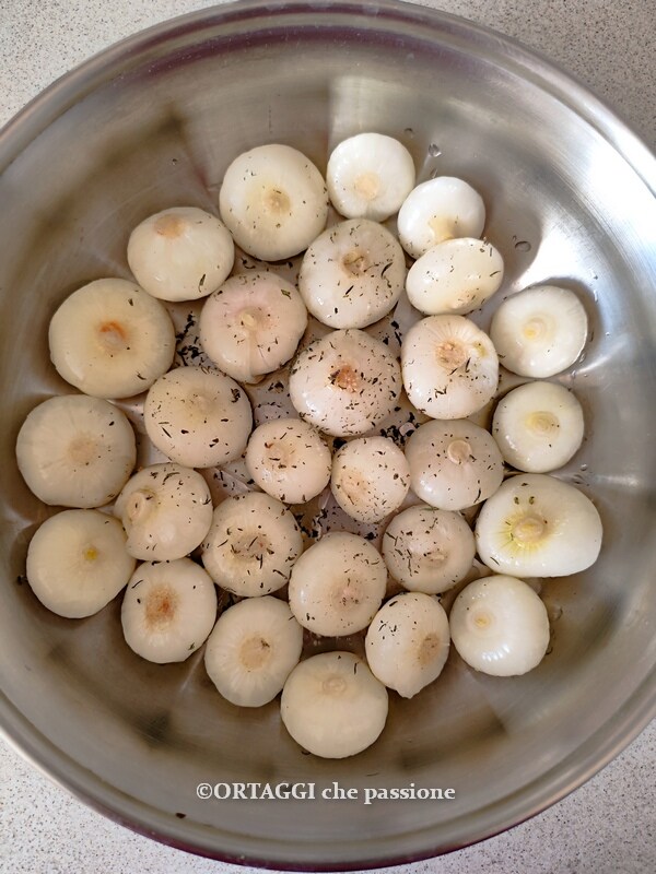 borettane onions in a pan
