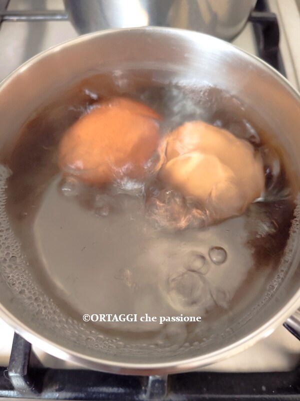 hard-boiled eggs in boiling