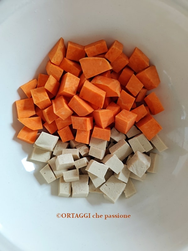 tofu with sweet potato diced