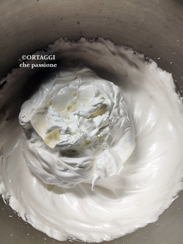 egg whites and sugar whipped to stiff peaks