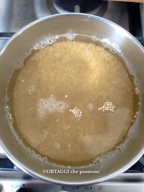 quinoa cooking in water