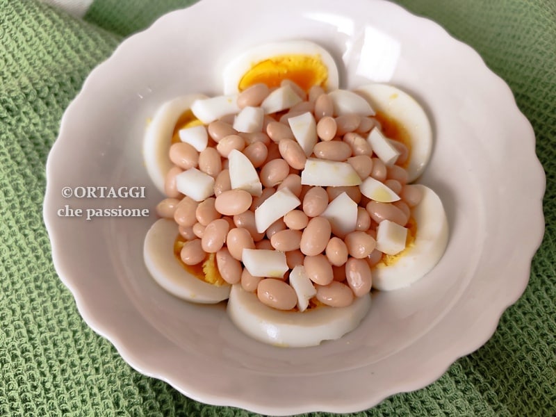 plated beans and eggs