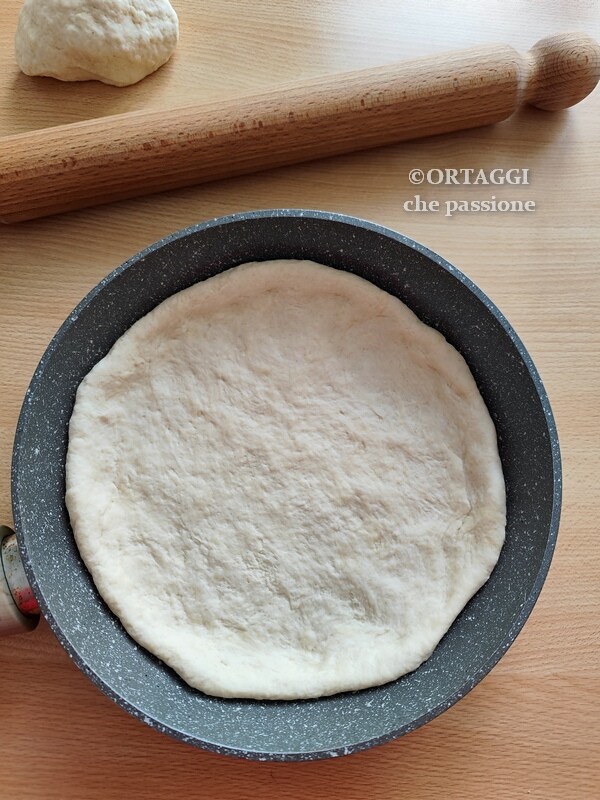 place the rolled-out dough in the pan