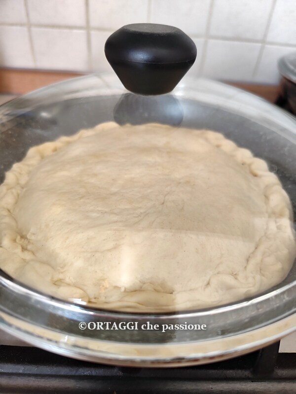 for cooking, cover the pan fried focaccia with a lid