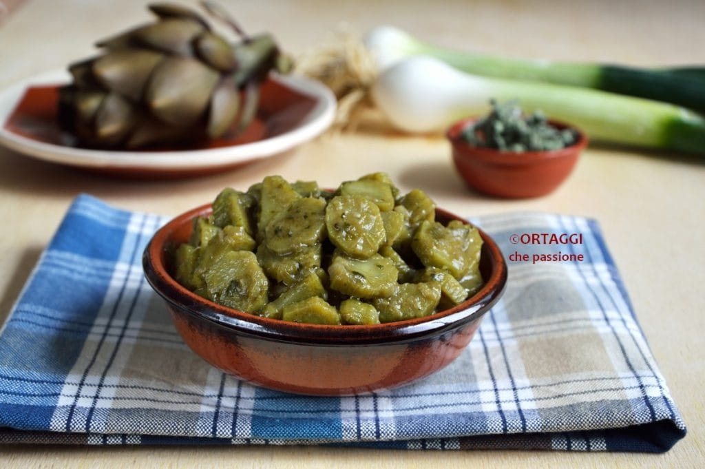 artichoke stems in a pan - easy and quick recipe