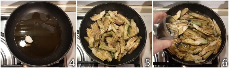 b. cook braised artichokes in water