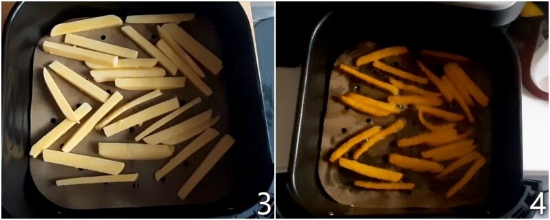 b. cook the polenta sticks in the air fryer with 2 puffs of oil