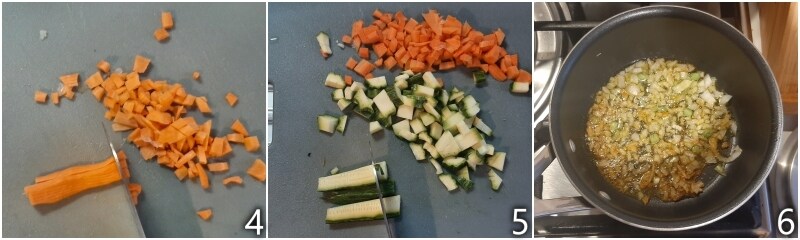 b. cut the vegetables into small pieces