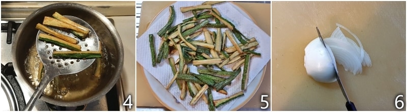 b. finely slice the onion for the carpione
