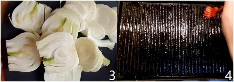 b. lightly oil a non-stick grill pan