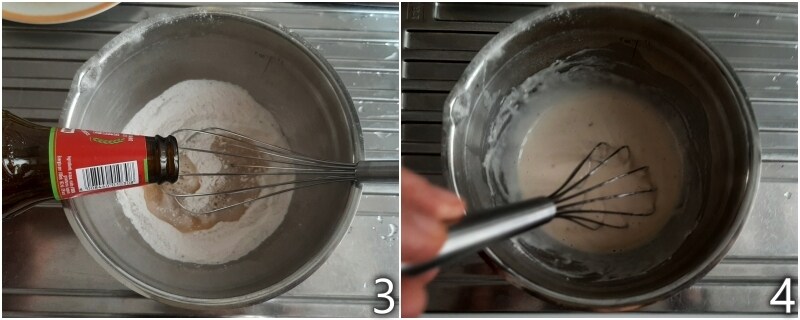 b. prepare the batter with flour and beer