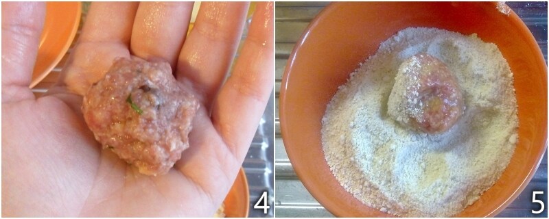 b. shape the meatballs and coat them with breadcrumbs