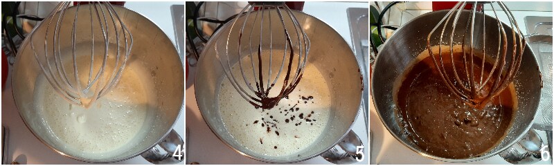 b. whipping eggs and sugar for brownie batter