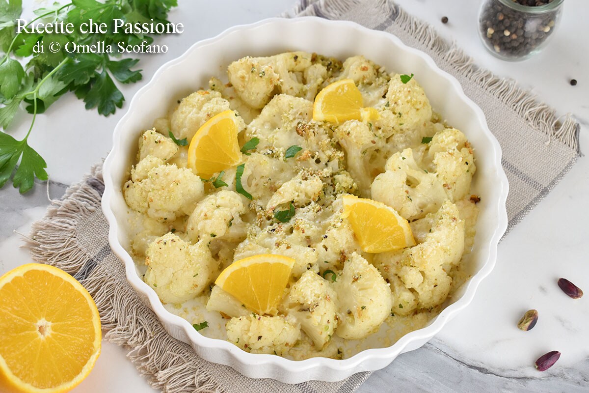 Orange and Pistachio Baked Cauliflower without Béchamel